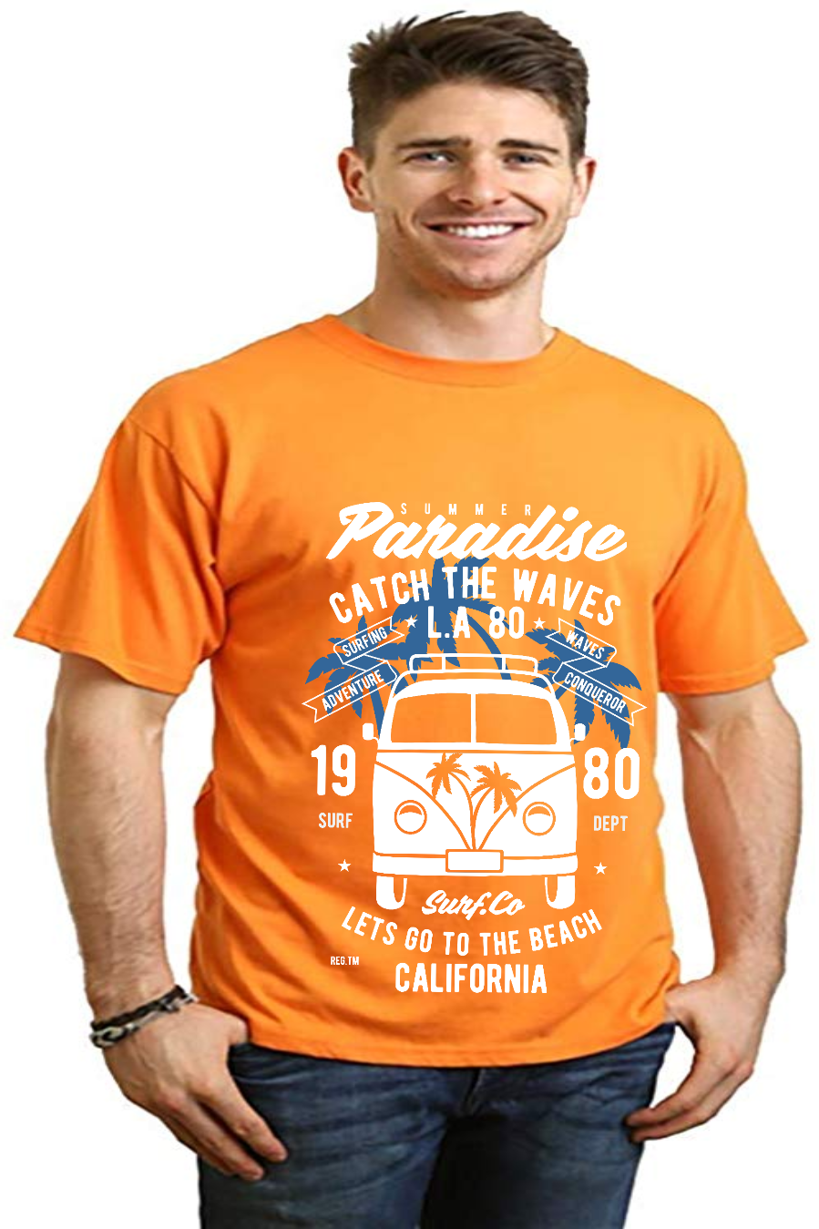 Catch The Waves Men's Bamboo Viscose/Organic Cotton Short Sleeve Graphic T-Shirt - The7Letter