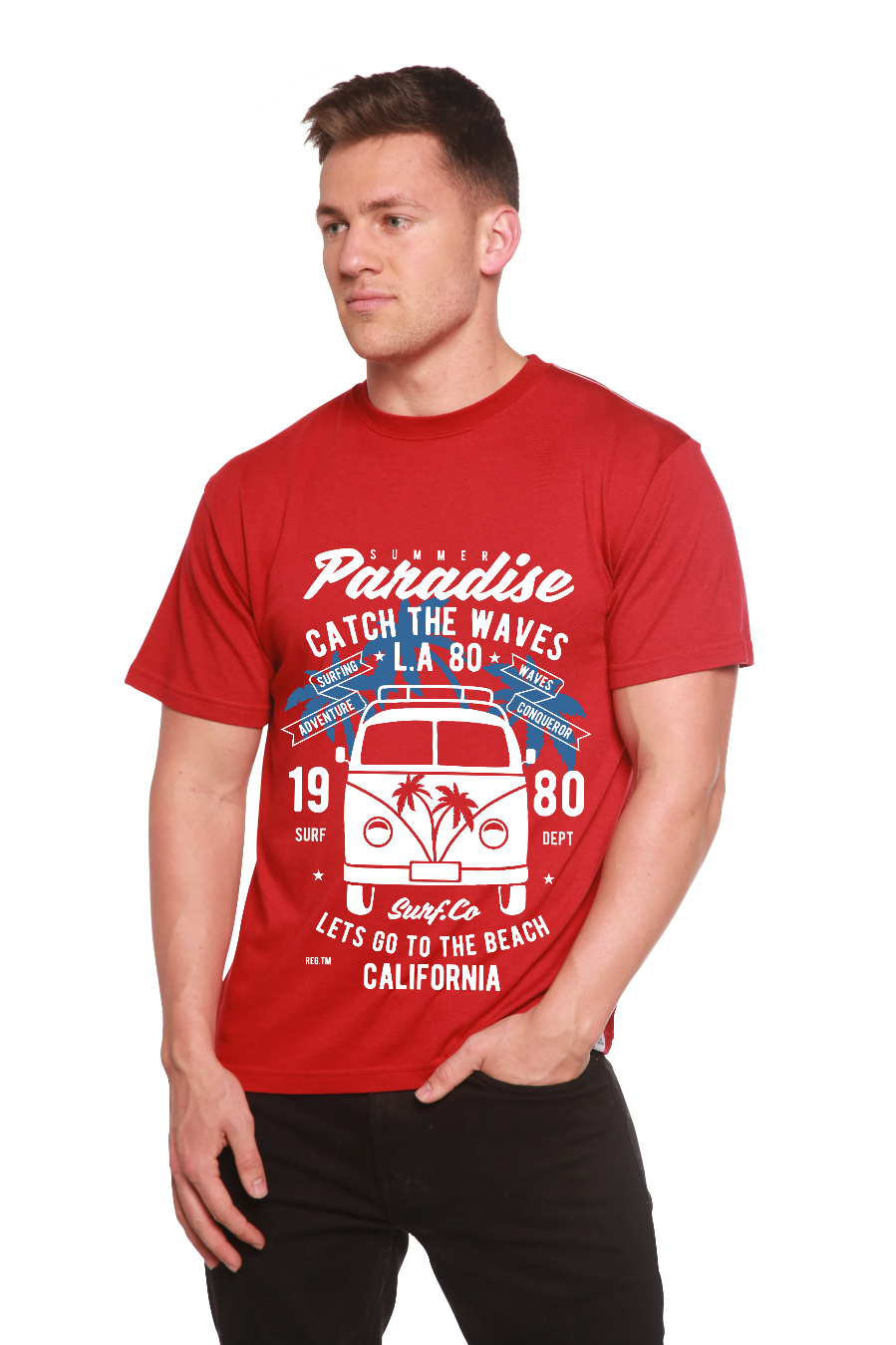 Catch The Waves Men's Bamboo Viscose/Organic Cotton Short Sleeve Graphic T-Shirt - The7Letter