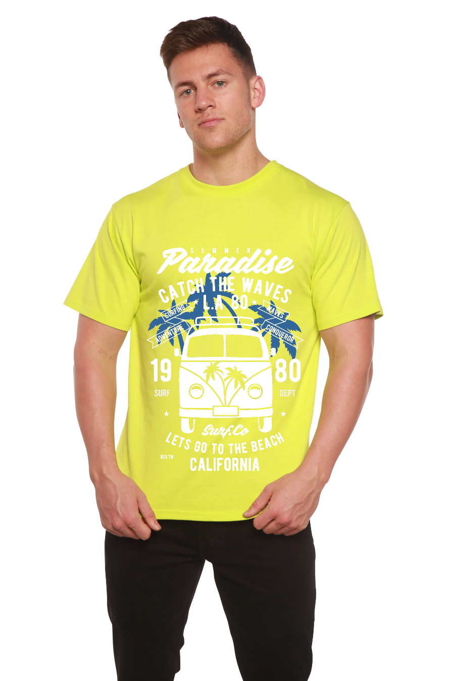 Catch The Waves Men's Bamboo Viscose/Organic Cotton Short Sleeve Graphic T-Shirt - The7Letter
