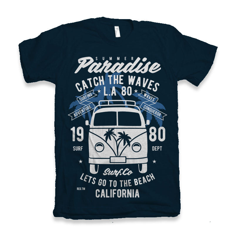 Catch The Waves Men's Bamboo Viscose/Organic Cotton Short Sleeve Graphic T-Shirt - The7Letter