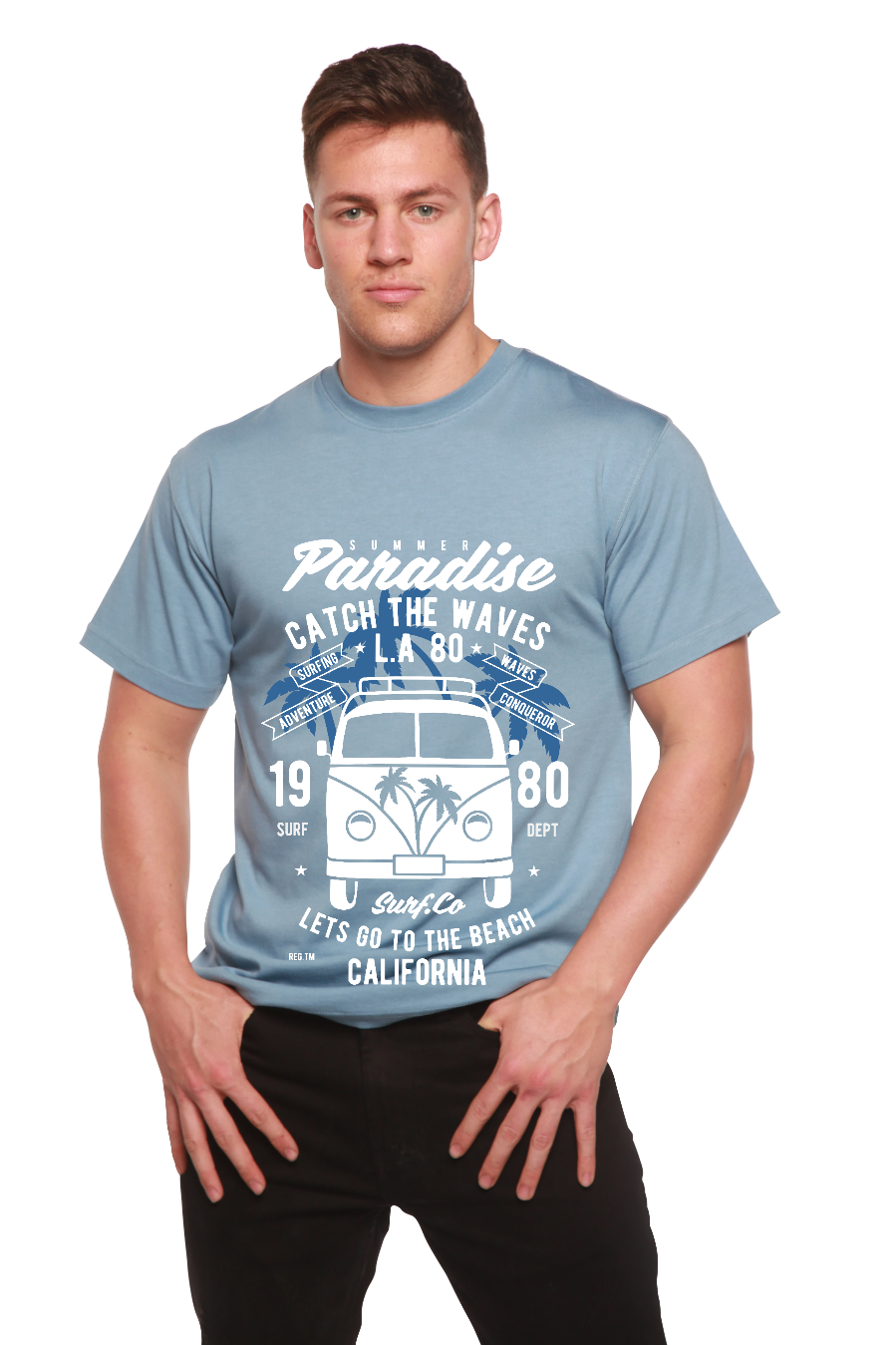 Catch The Waves Men's Bamboo Viscose/Organic Cotton Short Sleeve Graphic T-Shirt - The7Letter