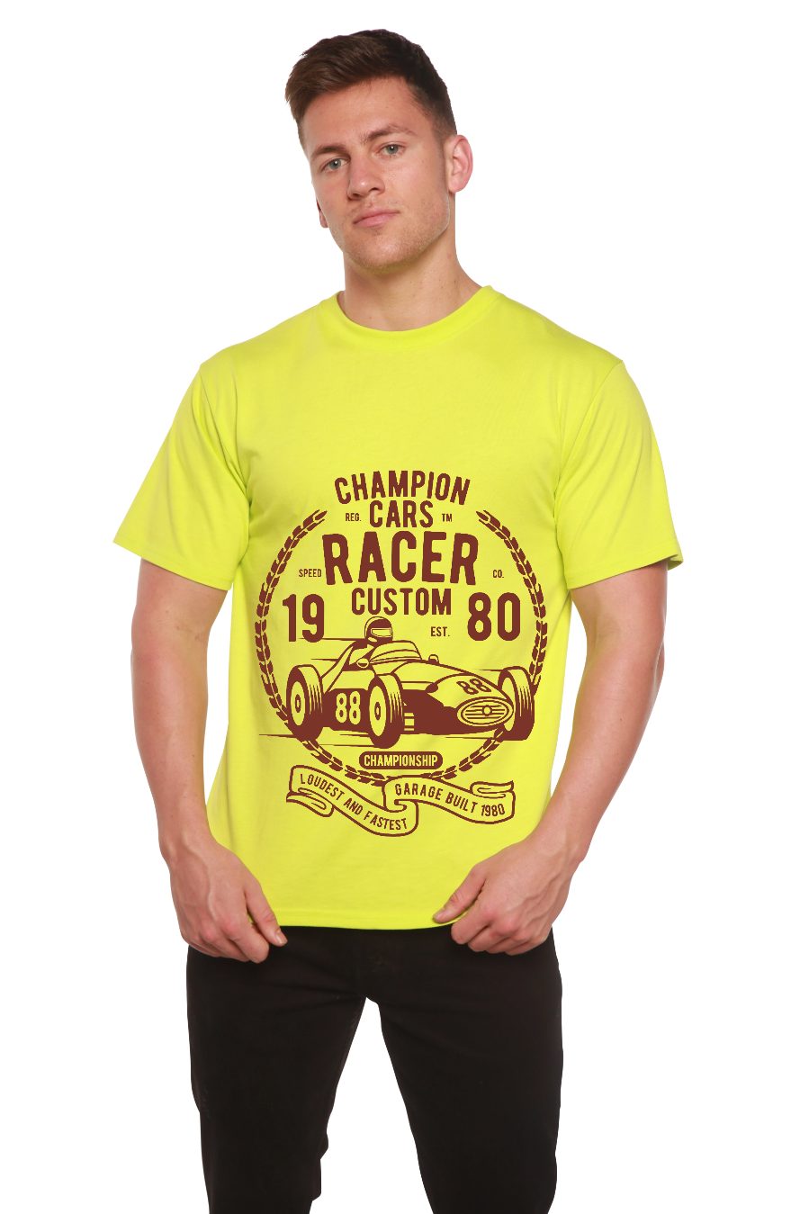 Champions Cars Men's Bamboo Viscose/Organic Cotton Short Sleeve Graphic T-Shirt - The7Letter