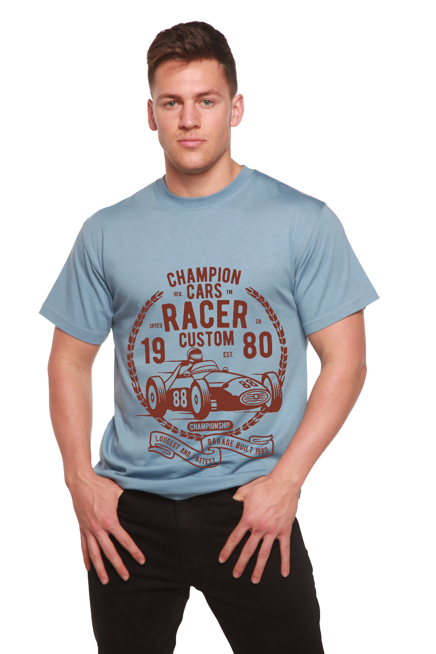 Champions Cars Men's Bamboo Viscose/Organic Cotton Short Sleeve Graphic T-Shirt - The7Letter