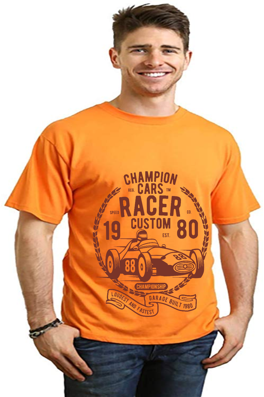 Champions Cars Men's Bamboo Viscose/Organic Cotton Short Sleeve Graphic T-Shirt - The7Letter