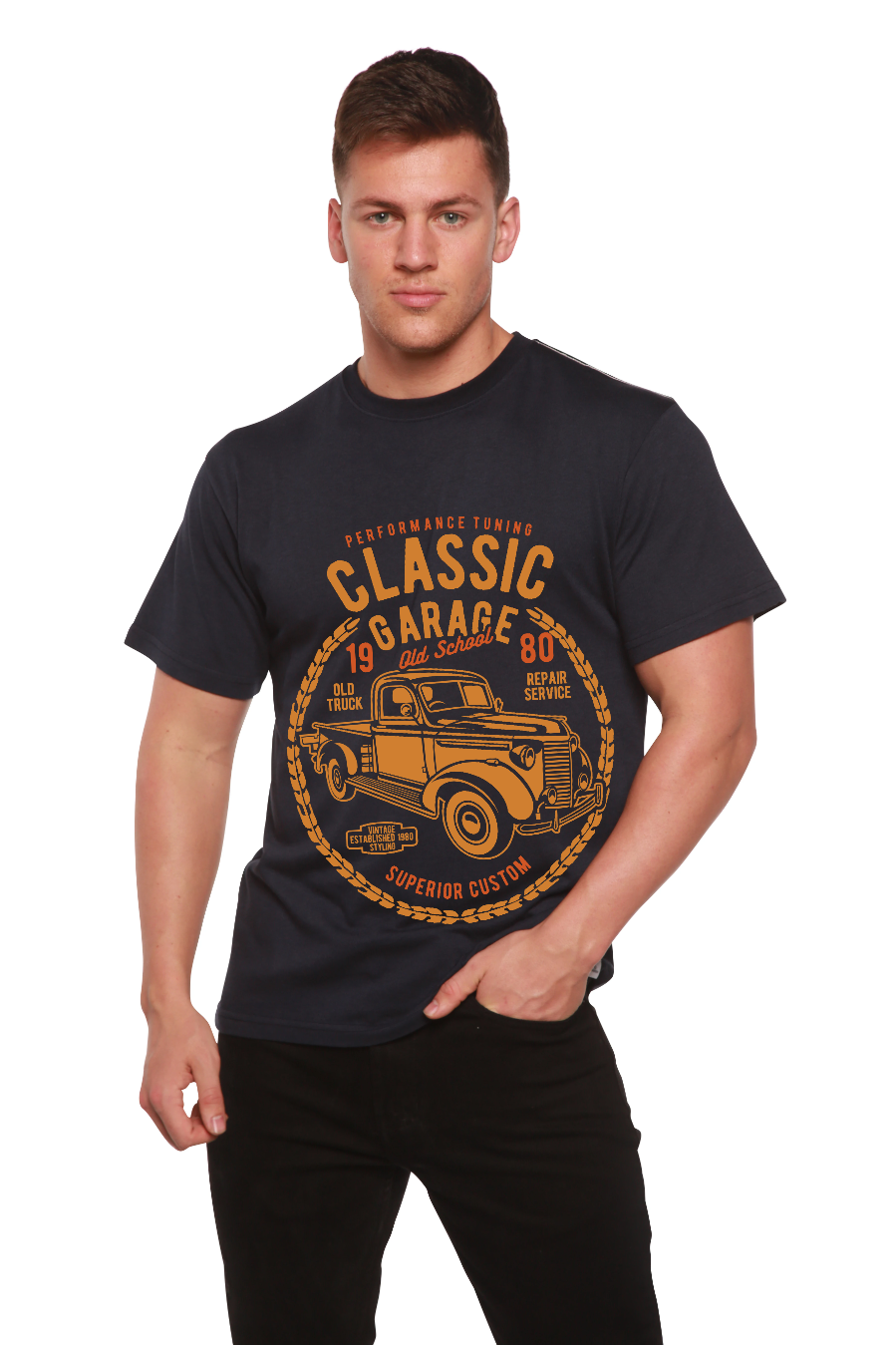 Classic Garage Men's Bamboo Viscose/Organic Cotton Short Sleeve Graphic T-Shirt - The7Letter