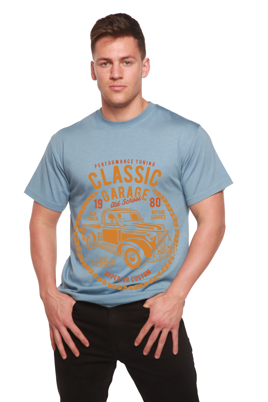 Classic Garage Men's Bamboo Viscose/Organic Cotton Short Sleeve Graphic T-Shirt - The7Letter