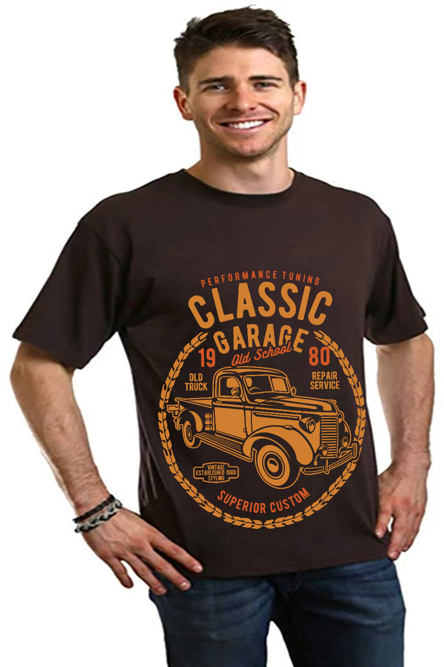 Classic Garage Men's Bamboo Viscose/Organic Cotton Short Sleeve Graphic T-Shirt - The7Letter