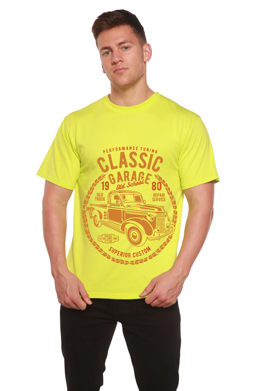 Classic Garage Men's Bamboo Viscose/Organic Cotton Short Sleeve Graphic T-Shirt - The7Letter