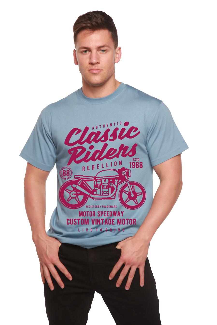 Classic Riders Men's Bamboo Viscose/Organic Cotton Short Sleeve Graphic T-Shirt - The7Letter