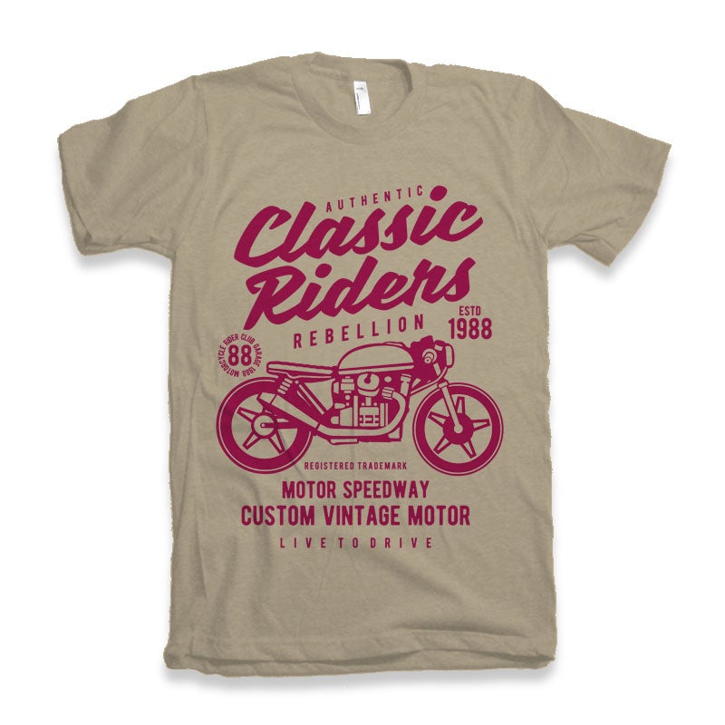 Classic Riders Men's Bamboo Viscose/Organic Cotton Short Sleeve Graphic T-Shirt - The7Letter