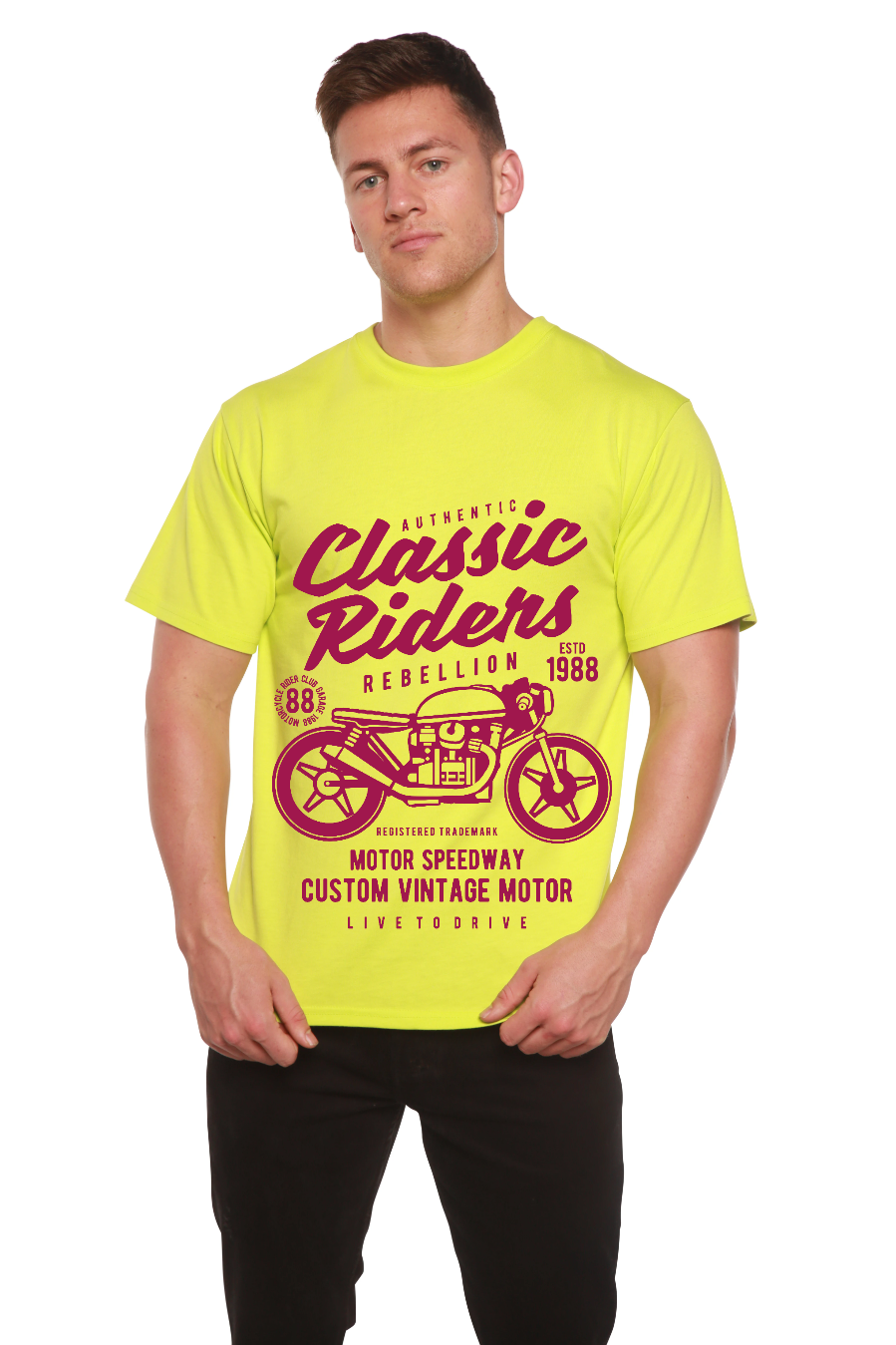Classic Riders Men's Bamboo Viscose/Organic Cotton Short Sleeve Graphic T-Shirt - The7Letter
