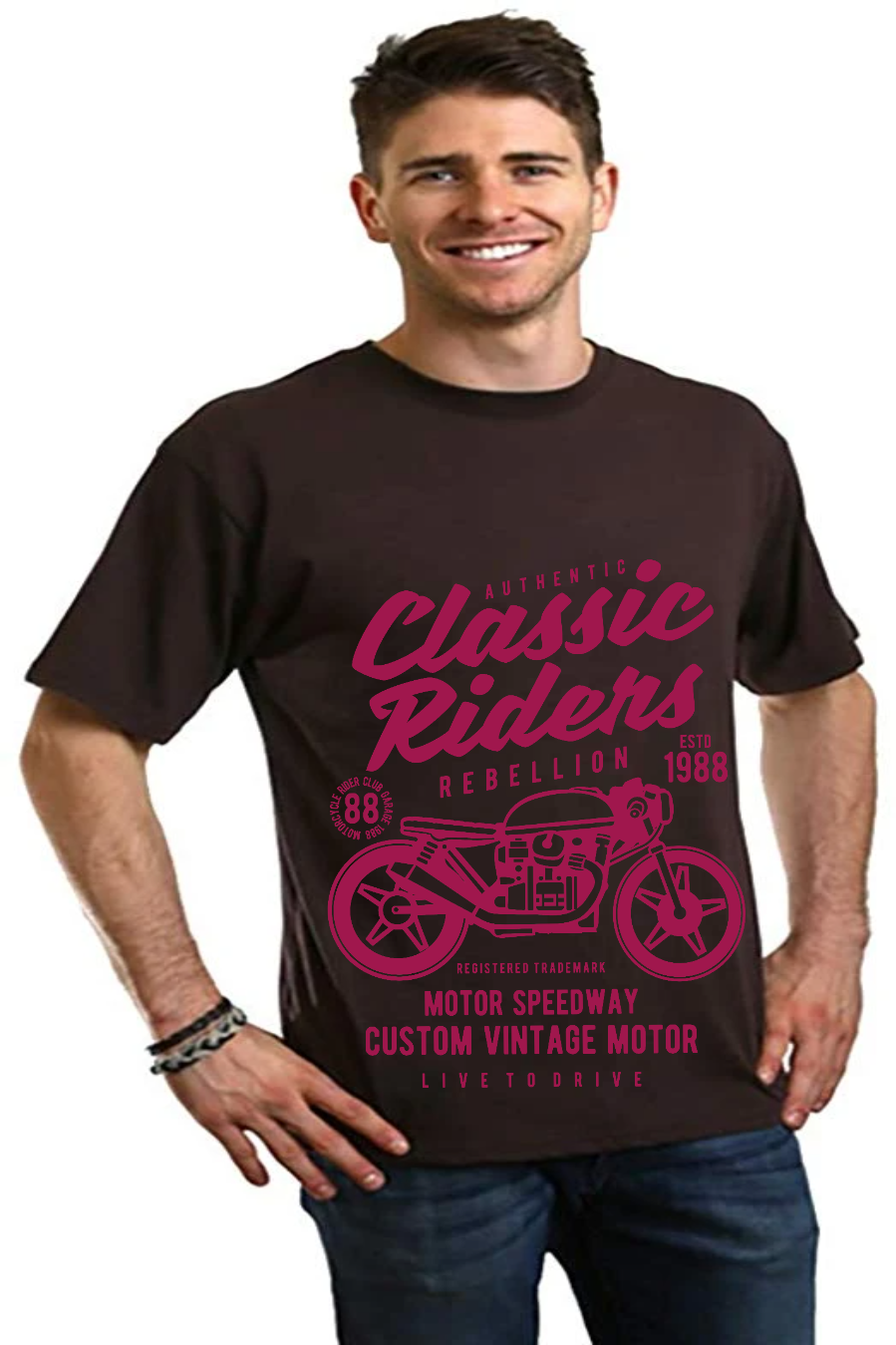 Classic Riders Men's Bamboo Viscose/Organic Cotton Short Sleeve Graphic T-Shirt - The7Letter