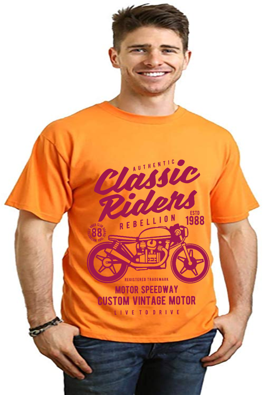 Classic Riders Men's Bamboo Viscose/Organic Cotton Short Sleeve Graphic T-Shirt - The7Letter
