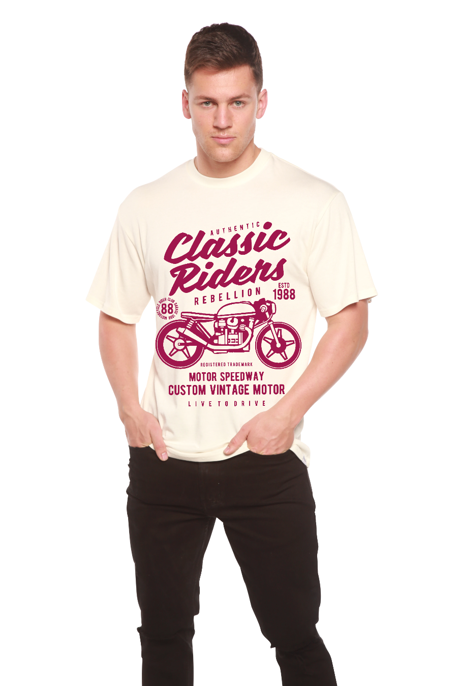 Classic Riders Men's Bamboo Viscose/Organic Cotton Short Sleeve Graphic T-Shirt - The7Letter