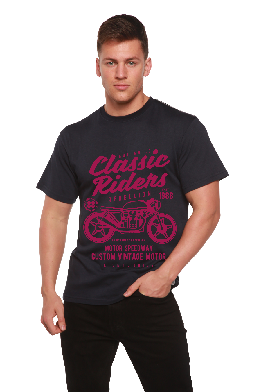 Classic Riders Men's Bamboo Viscose/Organic Cotton Short Sleeve Graphic T-Shirt - The7Letter