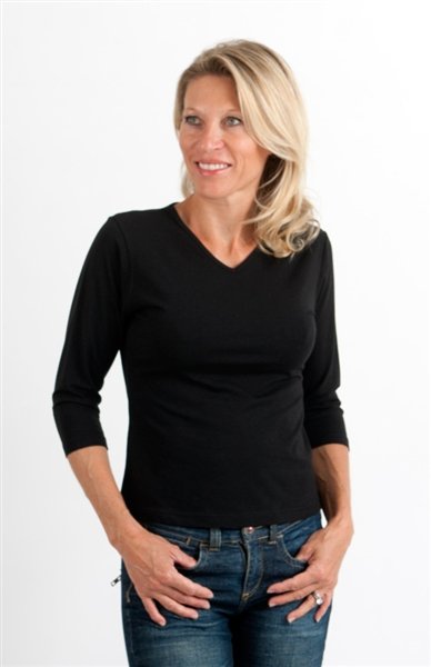 Clearance Women's Bamboo Viscose/Cotton V-Necks 3/4 Sleeve T-Shirt - The7Letter