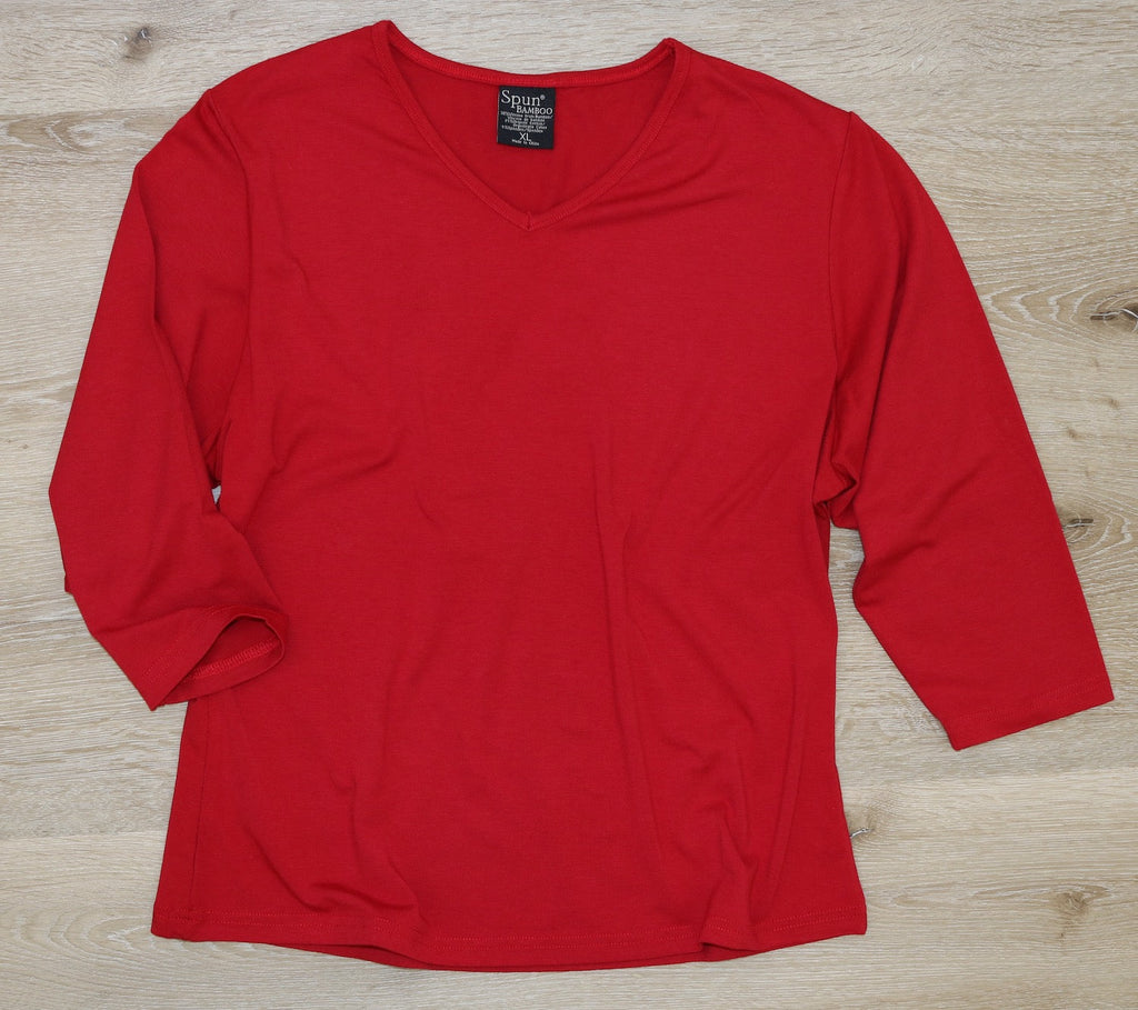 Clearance Women's Bamboo Viscose/Cotton V-Necks 3/4 Sleeve T-Shirt - The7Letter