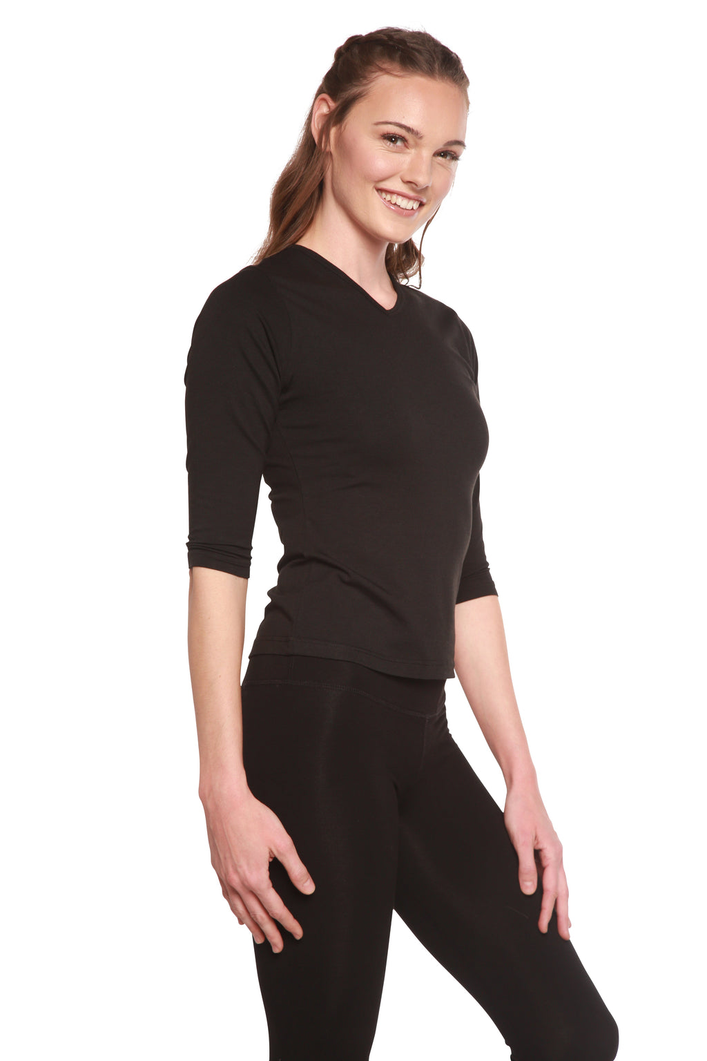 Clearance Women's Bamboo Viscose/Cotton V-Necks 3/4 Sleeve T-Shirt - The7Letter