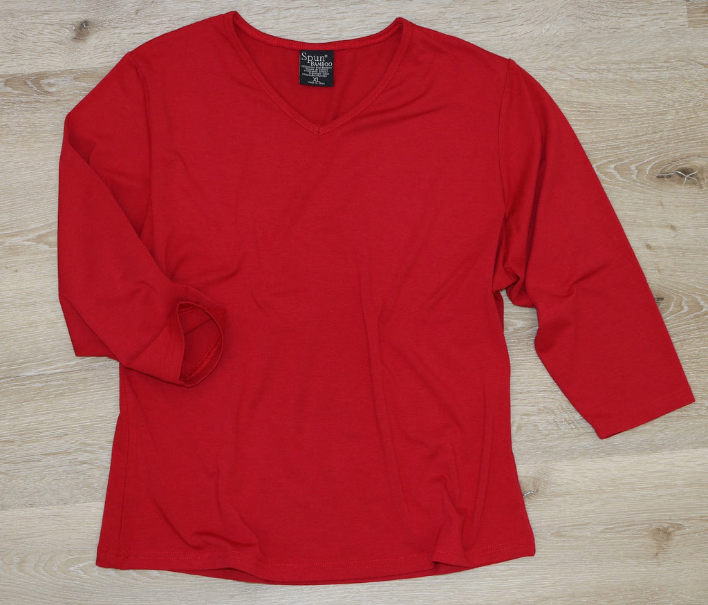 Clearance Women's Bamboo Viscose/Cotton V-Necks 3/4 Sleeve T-Shirt - The7Letter