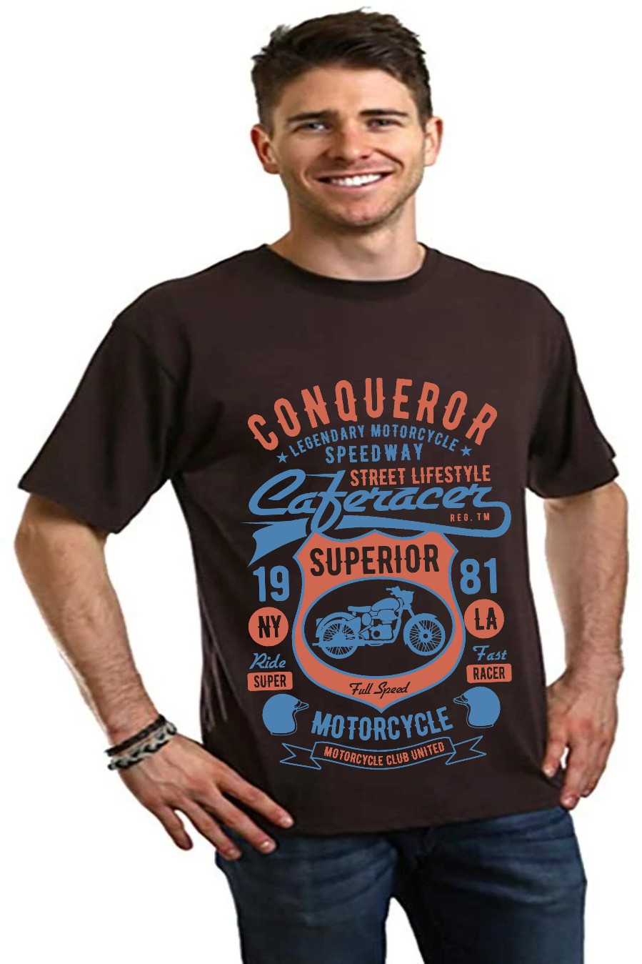 Conqueror Speedway Men's Bamboo Viscose/Organic Cotton Short Sleeve Graphic T-Shirt - The7Letter
