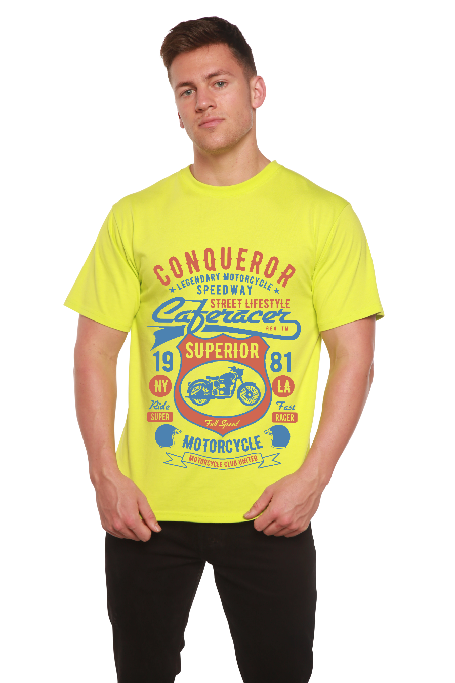 Conqueror Speedway Men's Bamboo Viscose/Organic Cotton Short Sleeve Graphic T-Shirt - The7Letter