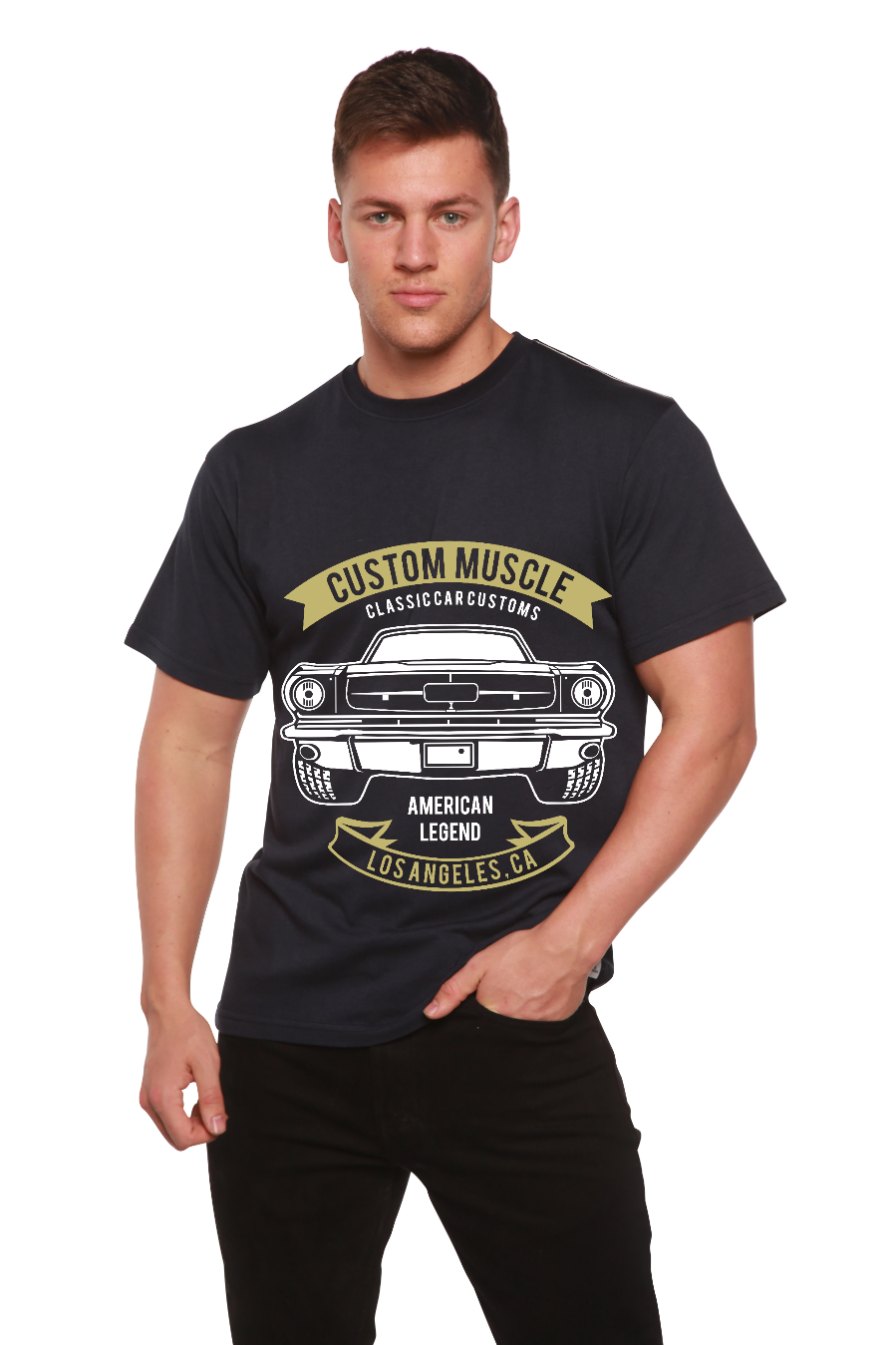 Custom Muscle Men's Bamboo Viscose/Organic Cotton Short Sleeve Graphic T-Shirt - The7Letter