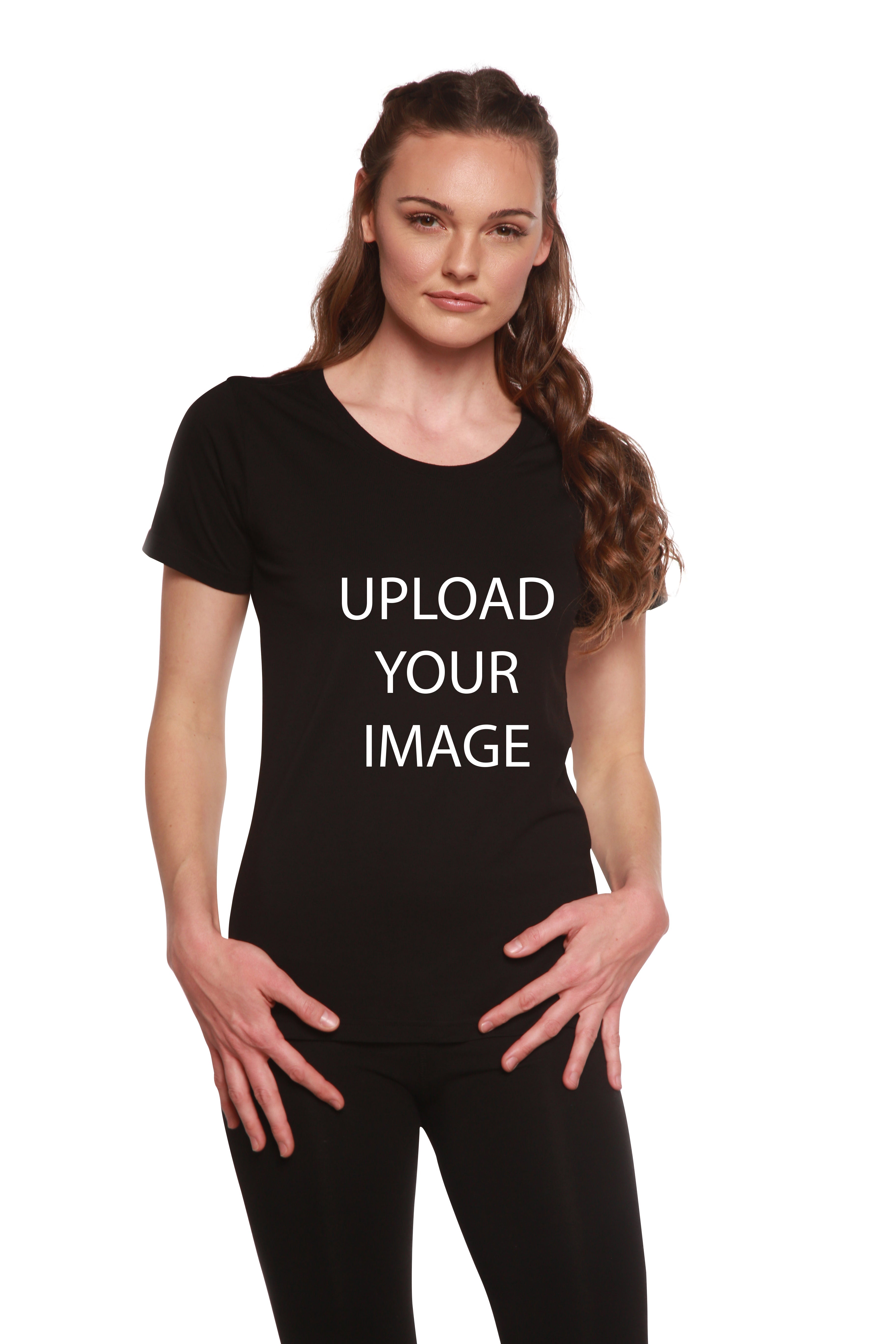 Custom Printed Women's Bamboo/Cotton Short Sleeve Scoop Neck Graphic T-Shirt - The7Letter