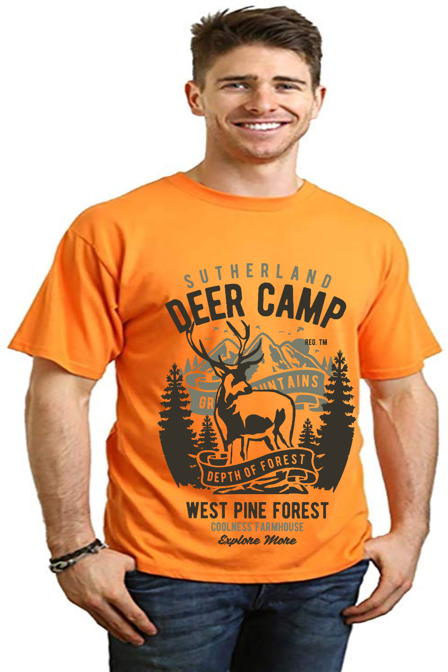Deer Camp Men's Bamboo Viscose/Organic Cotton Short Sleeve Graphic T-Shirt - The7Letter