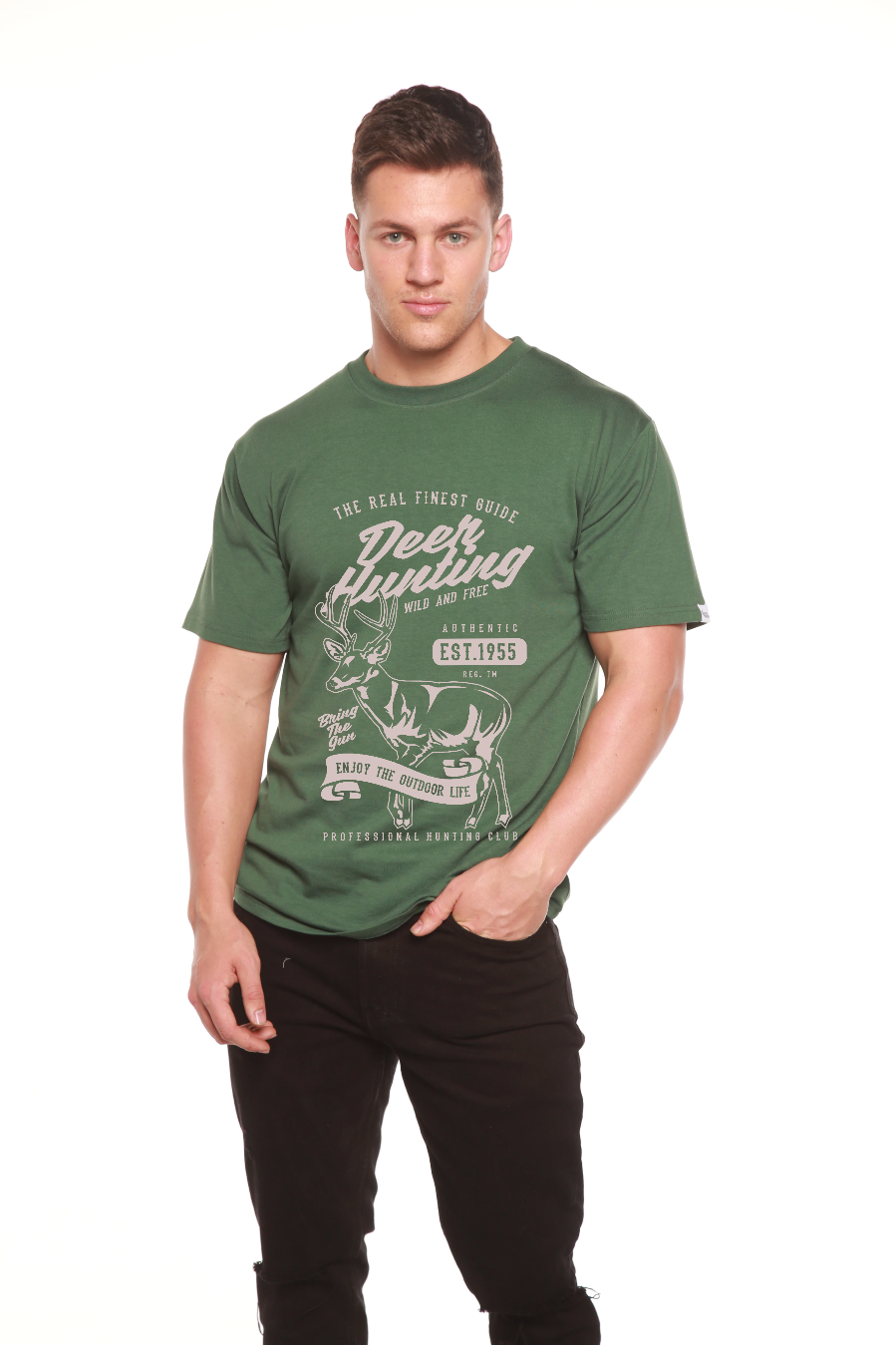 Deer Hunting Men's Bamboo Viscose/Organic Cotton Short Sleeve Graphic T-Shirt - The7Letter