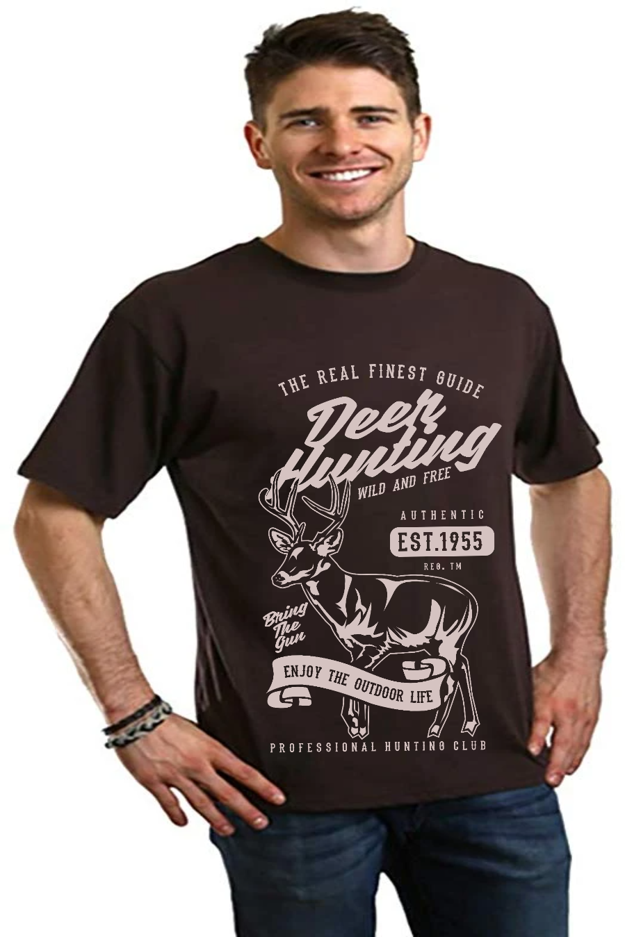 Deer Hunting Men's Bamboo Viscose/Organic Cotton Short Sleeve Graphic T-Shirt - The7Letter