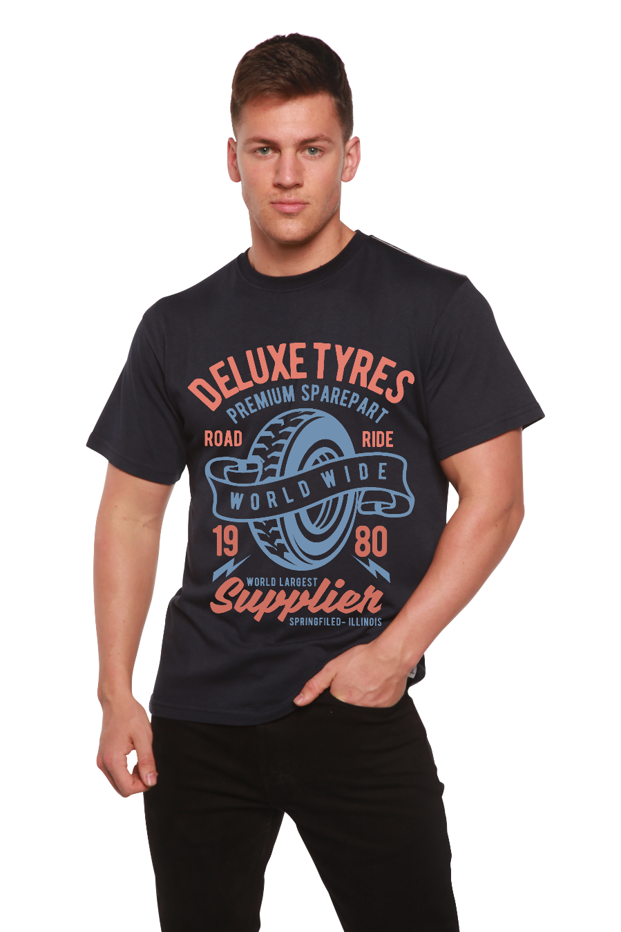 Deluxe Tyres Men's Bamboo Viscose/Organic Cotton Short Sleeve Graphic T-Shirt - The7Letter