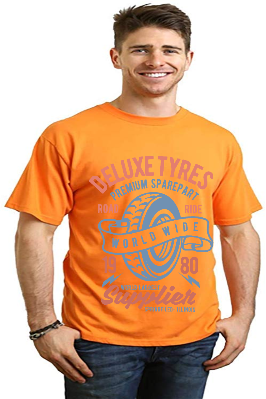 Deluxe Tyres Men's Bamboo Viscose/Organic Cotton Short Sleeve Graphic T-Shirt - The7Letter