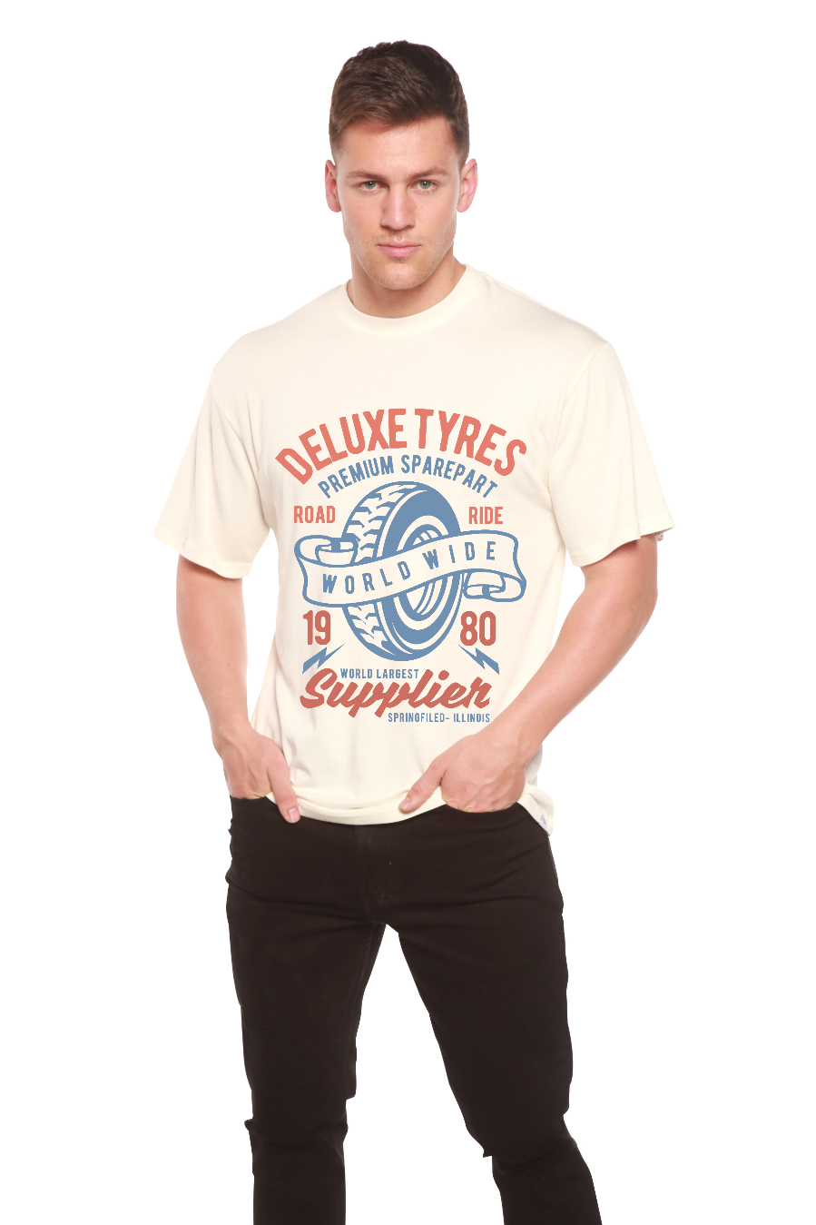 Deluxe Tyres Men's Bamboo Viscose/Organic Cotton Short Sleeve Graphic T-Shirt - The7Letter