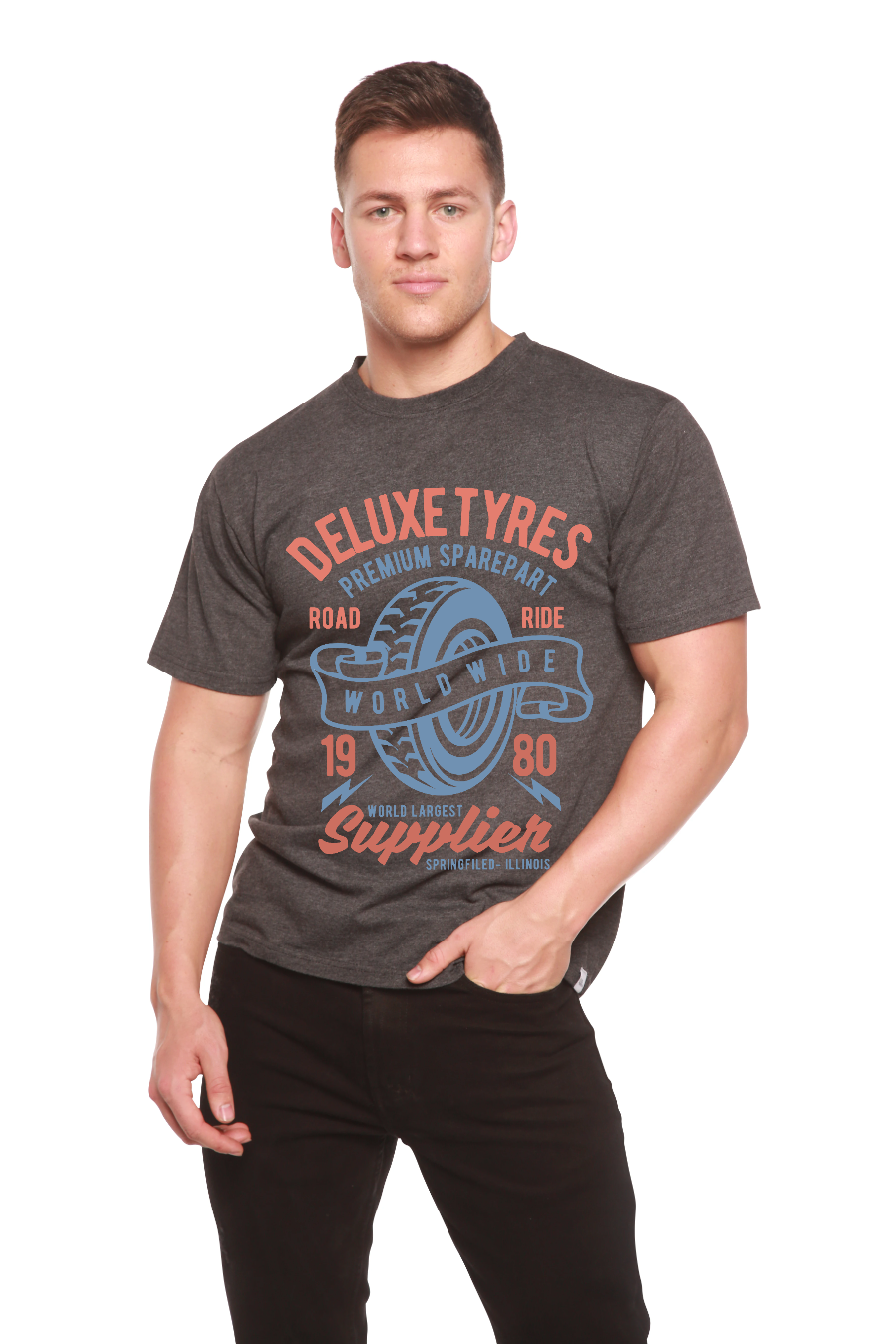 Deluxe Tyres Men's Bamboo Viscose/Organic Cotton Short Sleeve Graphic T-Shirt - The7Letter