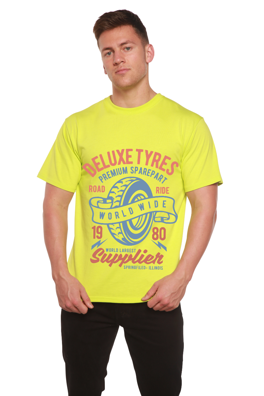 Deluxe Tyres Men's Bamboo Viscose/Organic Cotton Short Sleeve Graphic T-Shirt - The7Letter