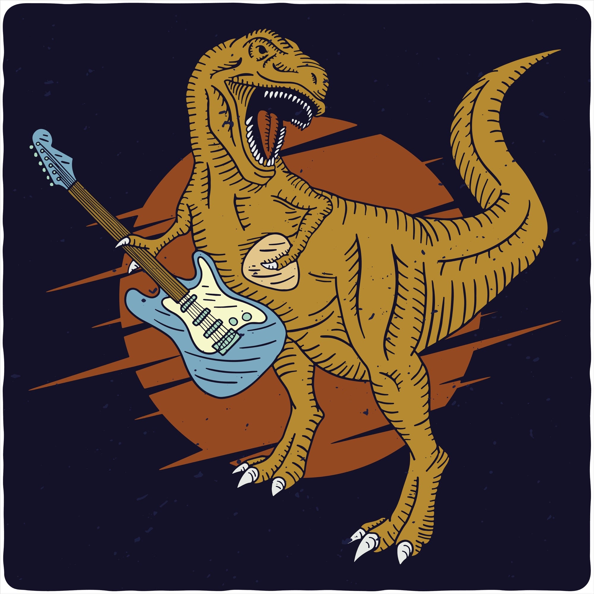 Dinosaur with a guitar Men's Bamboo Viscose/Organic Cotton Short Sleeve Graphic T-Shirt - The7Letter