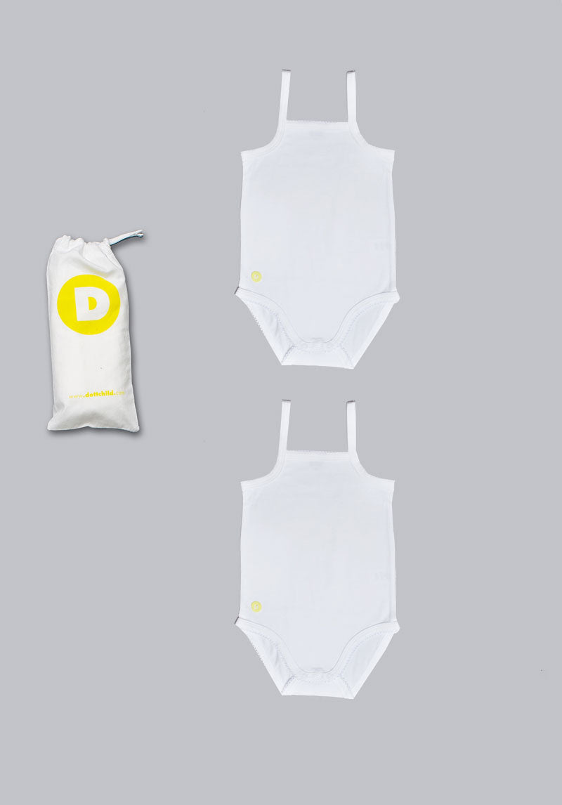 Baby Boy 2pc White Sleeveless Onesie Set - The7Letter