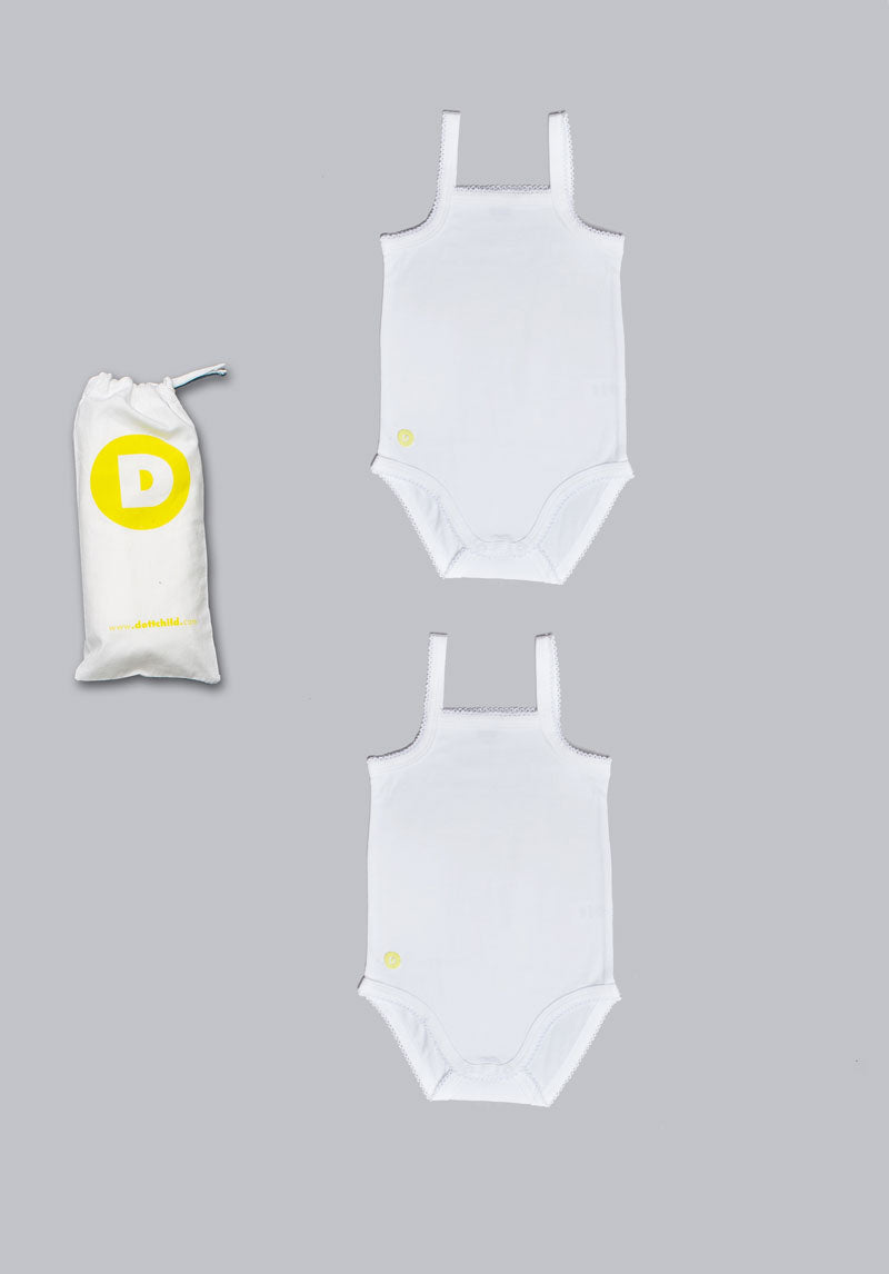 Baby Girl 2pc White Sleeveless Onesie Set - The7Letter