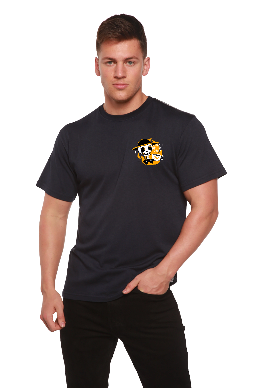Skull with Coffee Bamboo Viscose/Organic Cotton Short Sleeve Printed T-Shirt - The7Letter