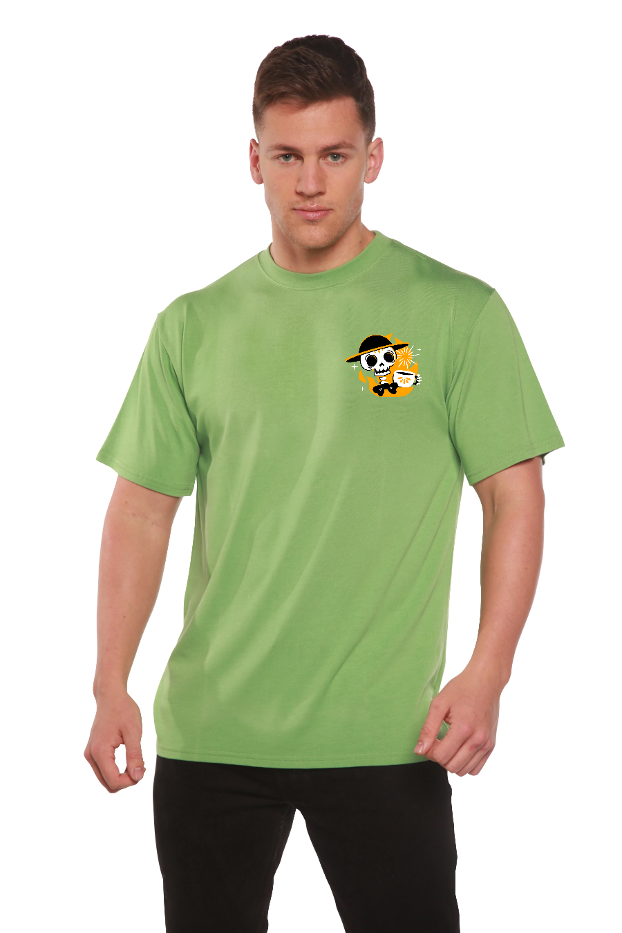 Skull with Coffee Bamboo Viscose/Organic Cotton Short Sleeve Printed T-Shirt - The7Letter