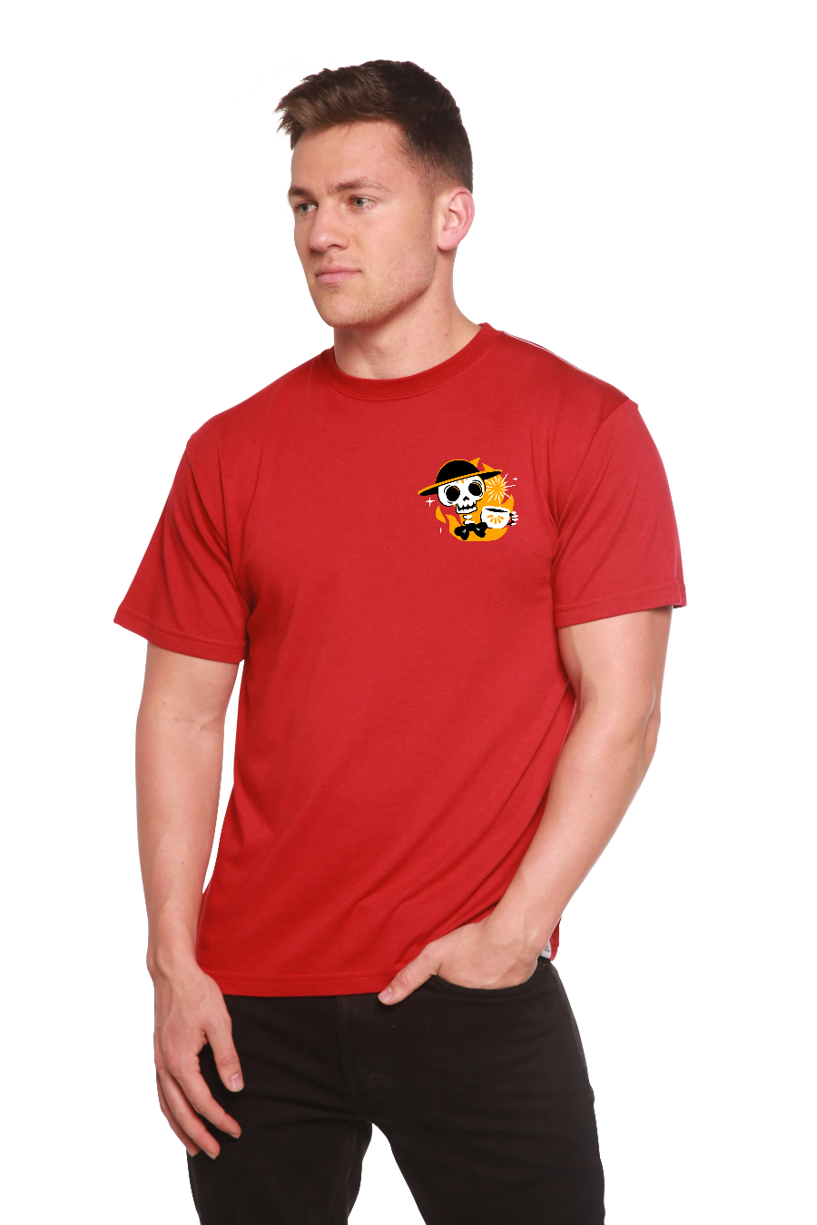 Skull with Coffee Bamboo Viscose/Organic Cotton Short Sleeve Printed T-Shirt - The7Letter