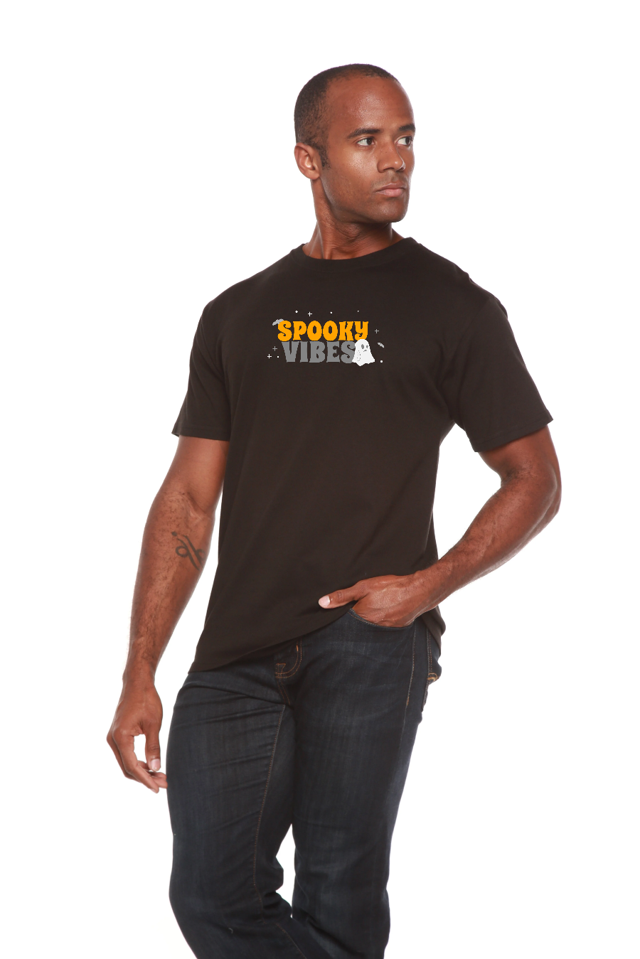 Spooky Vibes Bamboo Viscose/Organic Cotton Short Sleeve Printed T-Shirt - The7Letter