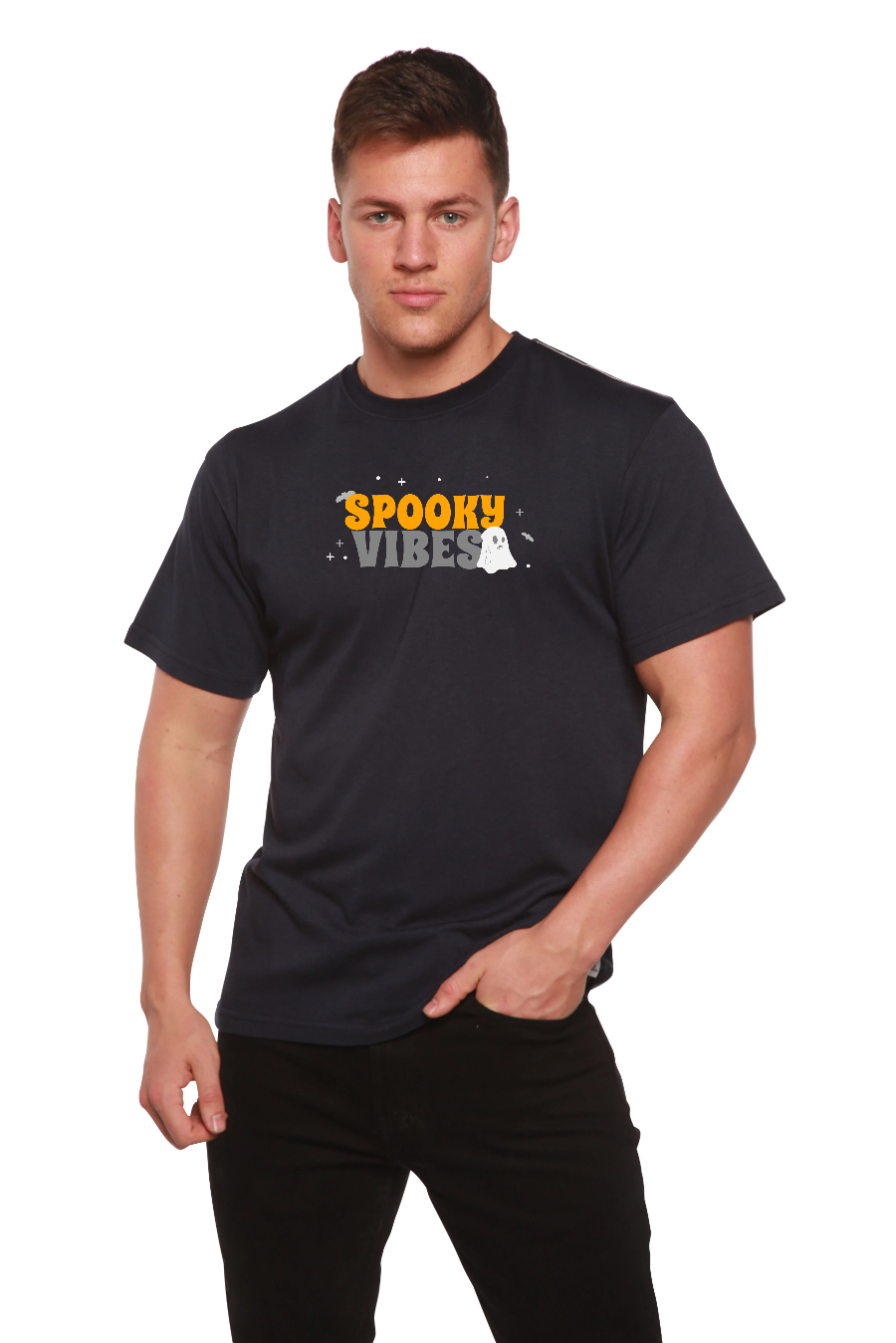 Spooky Vibes Bamboo Viscose/Organic Cotton Short Sleeve Printed T-Shirt - The7Letter