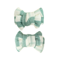 Pigtail Bow Hair Clips Set of 2 | Organic | Fern Plaid - The7Letter