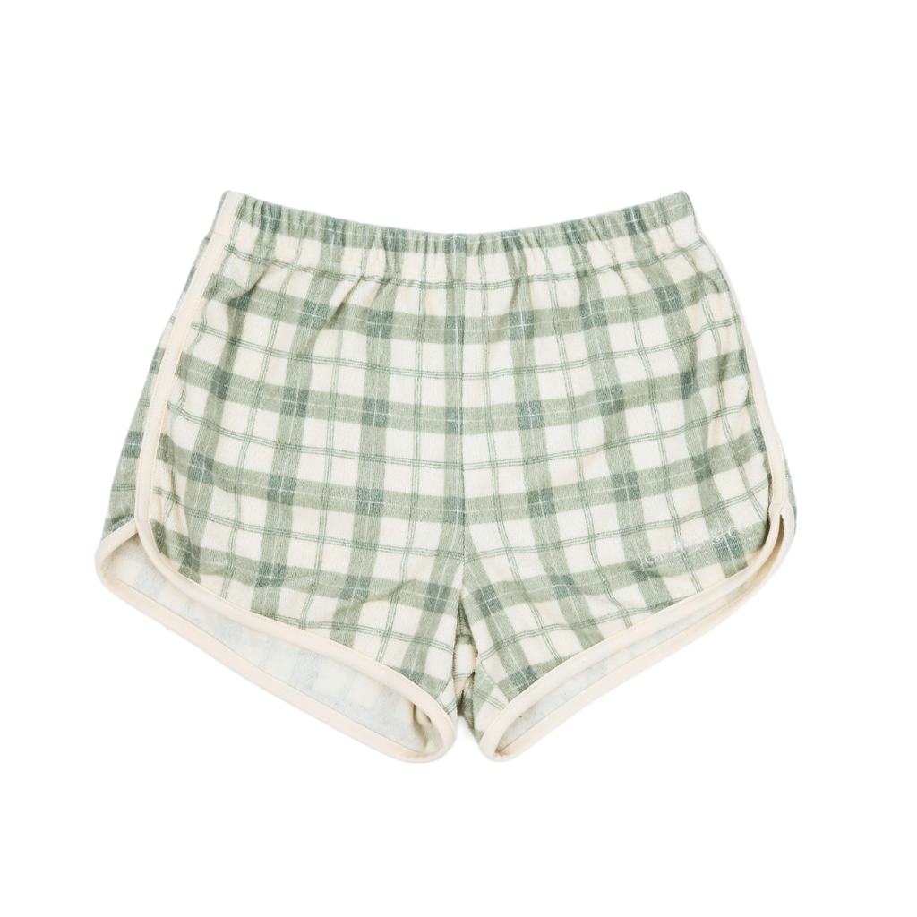 Retro Shorts | Organic Cotton Terry - Fern Plaid - The7Letter