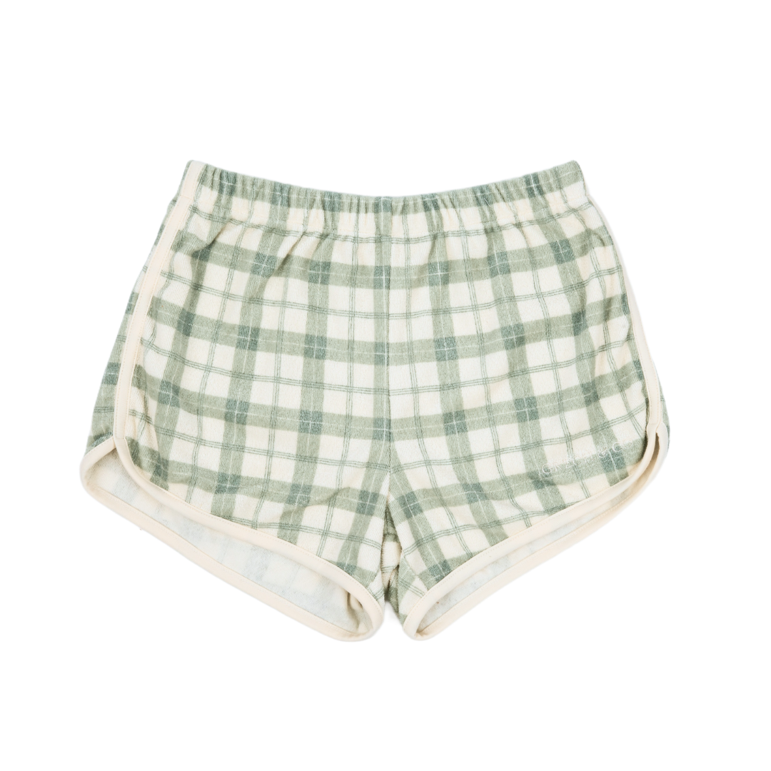 Retro Shorts | Organic Cotton Terry - Fern Plaid - The7Letter