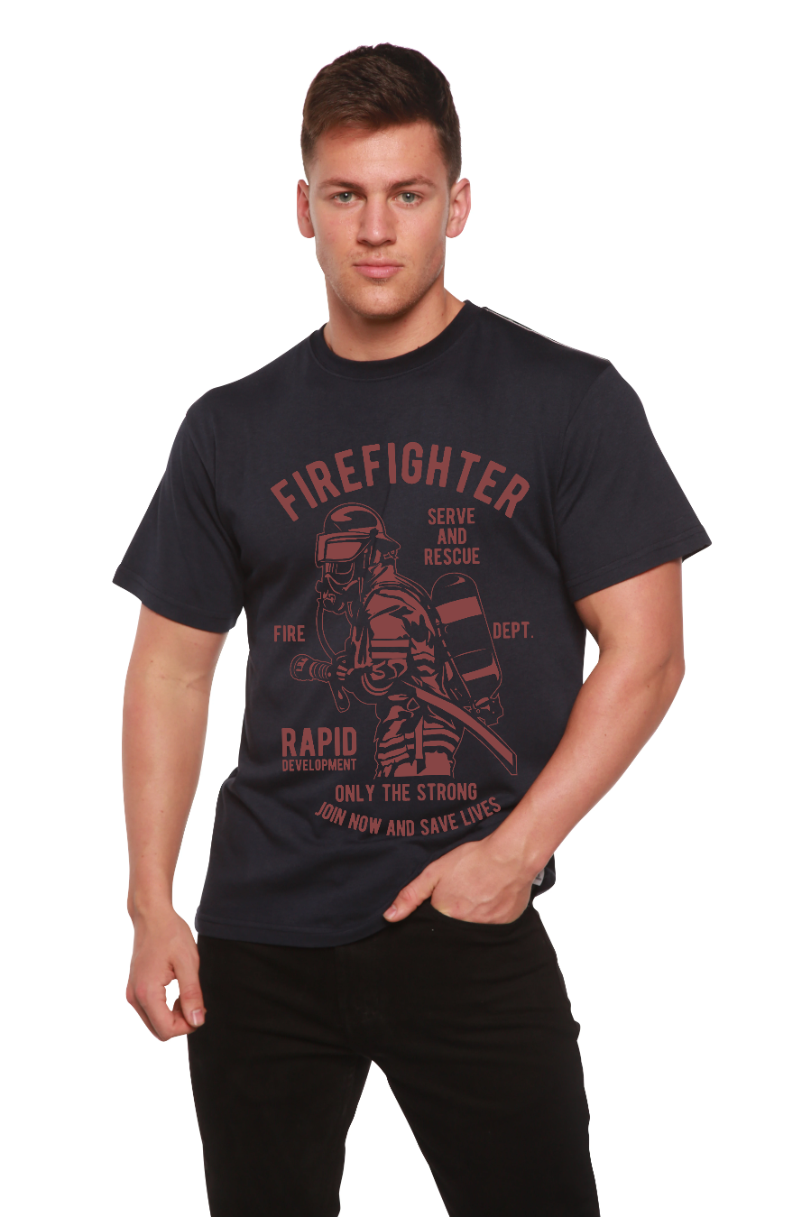 Firefighter Dept Men's Bamboo Viscose/Organic Cotton Short Sleeve Graphic T-Shirt - The7Letter