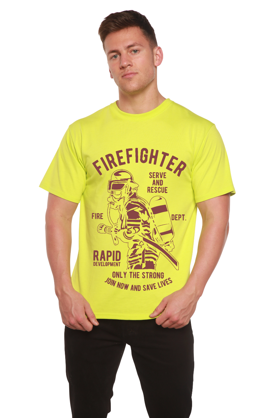 Firefighter Dept Men's Bamboo Viscose/Organic Cotton Short Sleeve Graphic T-Shirt - The7Letter