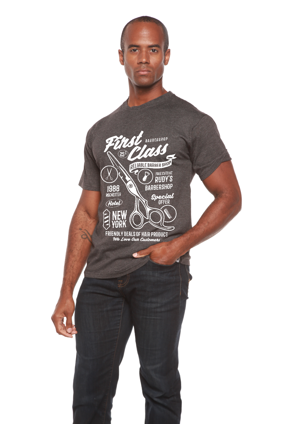 First Class Barber Men's Bamboo Viscose/Organic Cotton Short Sleeve Graphic T-Shirt - The7Letter