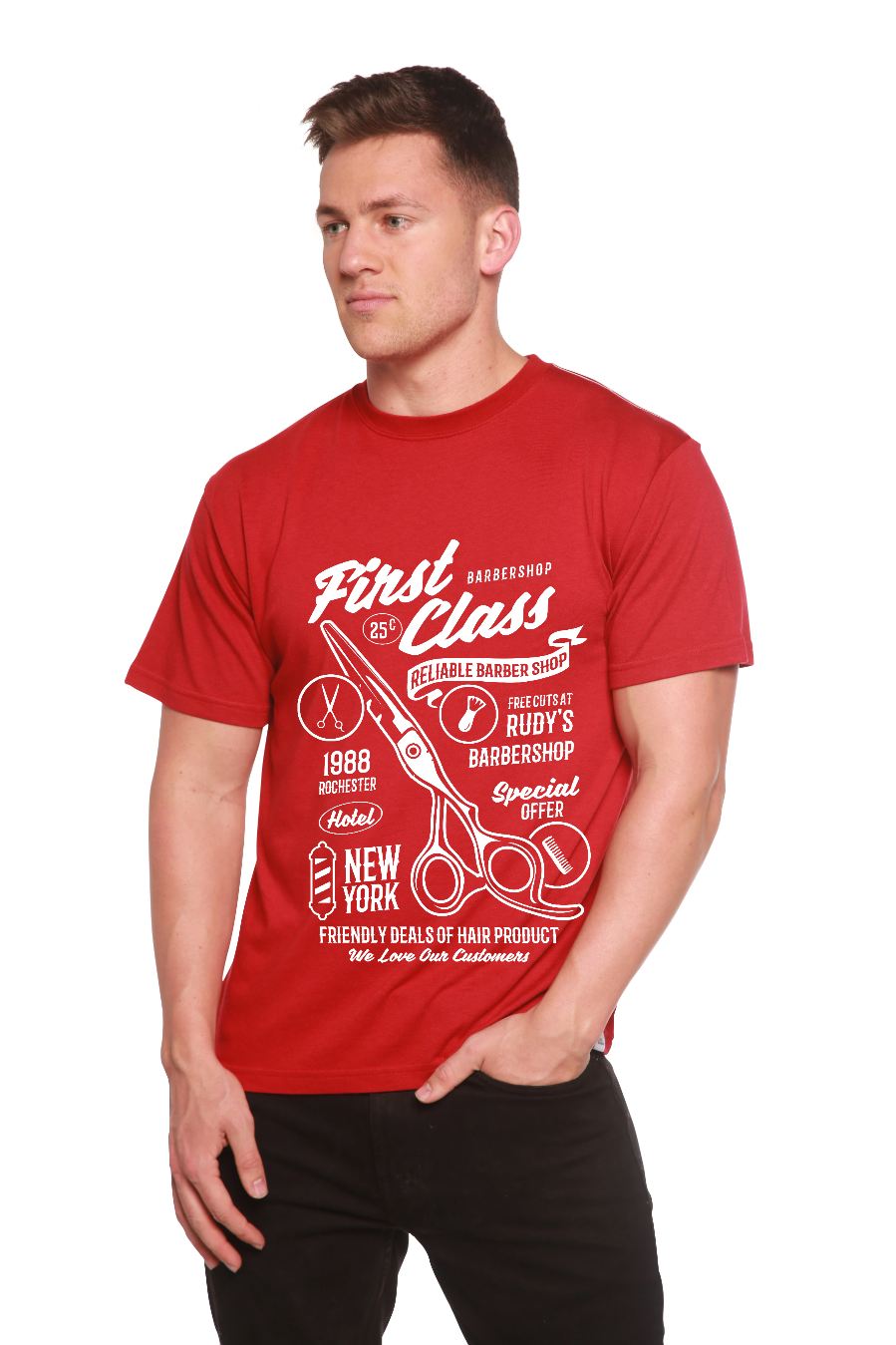 First Class Barber Men's Bamboo Viscose/Organic Cotton Short Sleeve Graphic T-Shirt - The7Letter